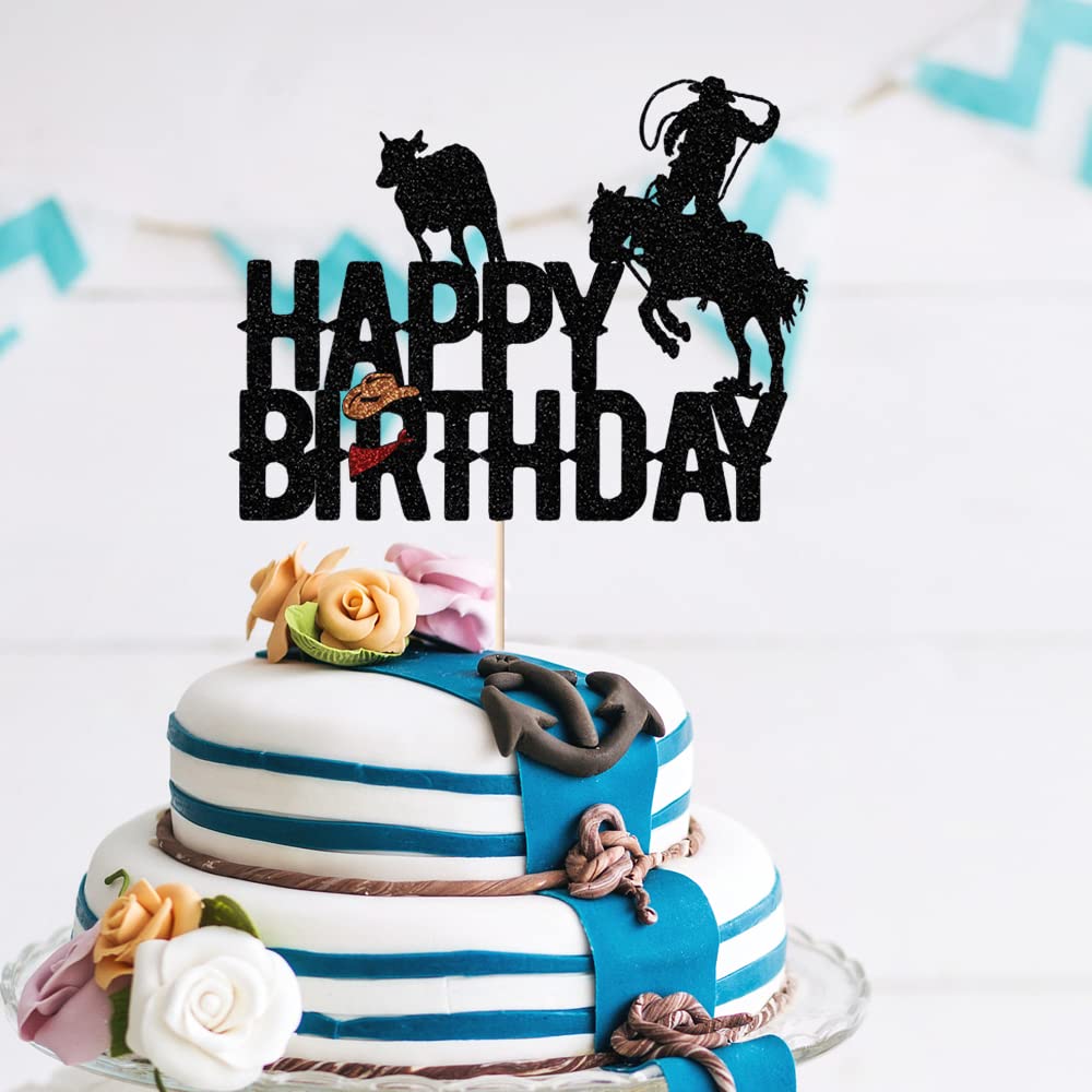 Cowboy Happy Birthday Cake Topper shiny cowboy happy birthday cake topper for boys girls cowboy themed birthday decorations