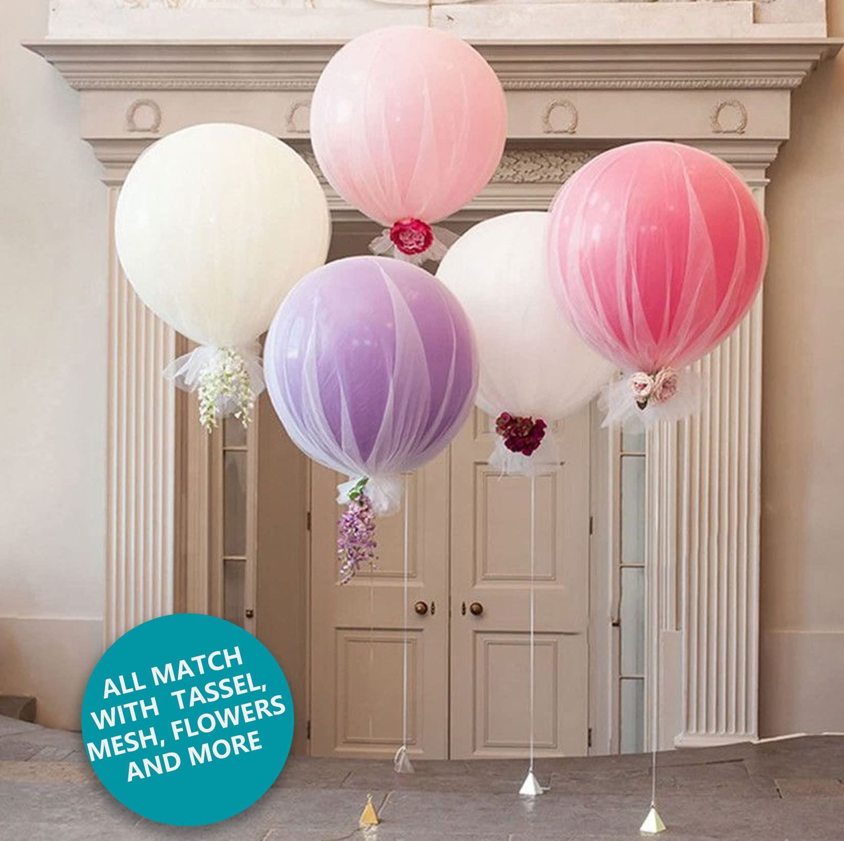 15pcs 24 Inch Balloons Large Assorted Balloons Thick Latex Heavy Duty Balloon Round Big Giant Globos Grandes Huge XXL Jumbo stuffing Colorful Ballons Wedding Birthday Rainbow Party Decorations