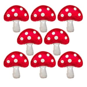 xinglong 8 pcs mushroom foil balloons supplies for cartoon themed party forest plant thanksgiving autumn harvest baby shower home outdoor decoration (red)