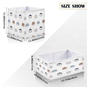 Kigai Cute Arctic Animals Fabric Storage Bin 11" x 11" x 11" Cube Baskets Collapsible Store Basket Bins for Home Closet Bedroom Drawers Organizers