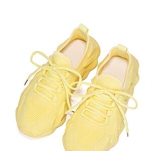 Cape Robbin Minol Breathable Non-Slip Mesh Knit 450 Lightweight Walking Running Sneakers,Yellow,9