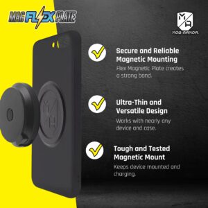 Mob Armor Magnet Flex Plate - Magnetic Phone Mount for iPhone, Android, Ipad and Tablets, Wireless Charging- 2mm Thick Metal Plate - Replacement Face Plate Holder, and Car/Truck Use.