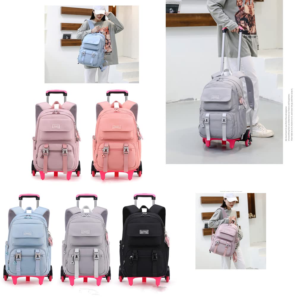 ZHANAO Rolling Backpack Luggage BookBag with Wheels Trolley Bag Wheeled Travel Backpack for Girls & Boys Trolley Bag