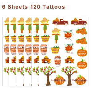 Apple Fall Temporary Tattoos for Kids - 120pcs Pattern Apple Orchard Autumn Tattoos Stickers for Fall Harvest Party favors, Classroom Fall Prize for Students