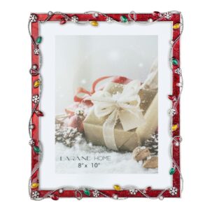 laraine picture photo frame 8x10 metal 2023 christmas high definition glass display pictures for tabletop home decorative holiday gift (red,8x10)