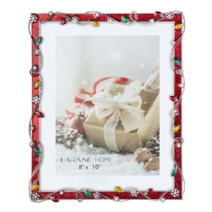 LARAINE Picture Photo Frame 8x10 Metal 2023 Christmas High Definition Glass Display Pictures for Tabletop Home Decorative Holiday Gift (Red,8x10)