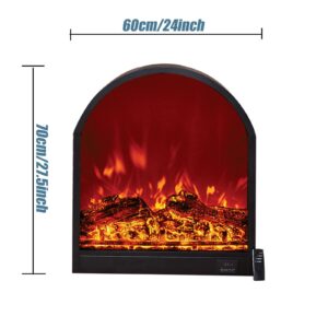 Kidozz Fireplace Recessed Simulated Fire Electronic Fireplace Core Arched Home Decor 1500W Heating Fireplace Touch and Remote Control