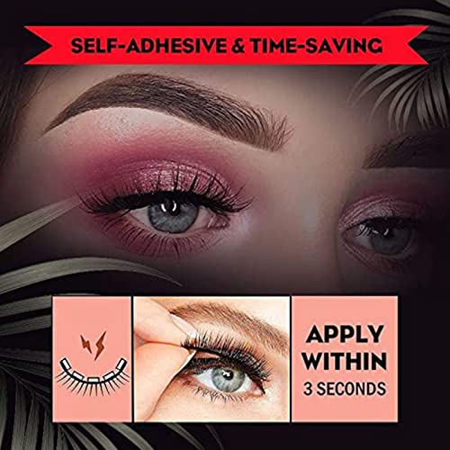 2022 New Reusable Self Adhesive Lashes, Waterproof Reusable Eyelashes No Eyeliner or Glue, Fake Eyelashes Natural Look, Stable/non-slip Natural Lashes, Perfect False Eyelashes for Women (NATURAL)