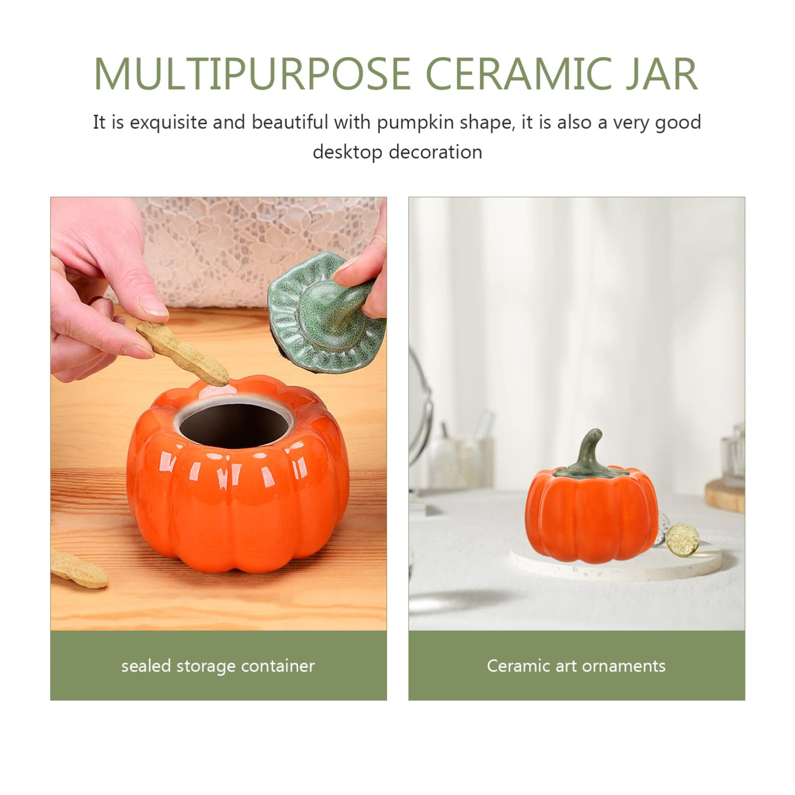 Zerodeko Candy Jar Halloween Bowl Pumpkin Jar Tea Storage Canister Can with Lids Porcelain Tea Container 190ml Sugar Canister Holder Sugar Bowl Cookie Jar Pumpkin Candy Dish Snack Containers