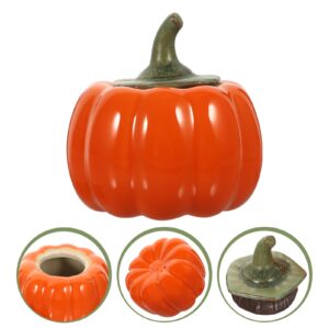 Zerodeko Candy Jar Halloween Bowl Pumpkin Jar Tea Storage Canister Can with Lids Porcelain Tea Container 190ml Sugar Canister Holder Sugar Bowl Cookie Jar Pumpkin Candy Dish Snack Containers