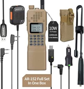 baofeng ar-152 10w ham radio military grade two way radio for adults,long range rechargeable tactical radio with speaker mic and tactical antenna full baofeng accessories walkie talkies