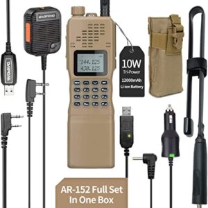 Baofeng AR-152 10W Ham Radio Military Grade Two Way Radio for Adults,Long Range Rechargeable Tactical Radio with Speaker Mic and Tactical Antenna Full baofeng Accessories Walkie Talkies