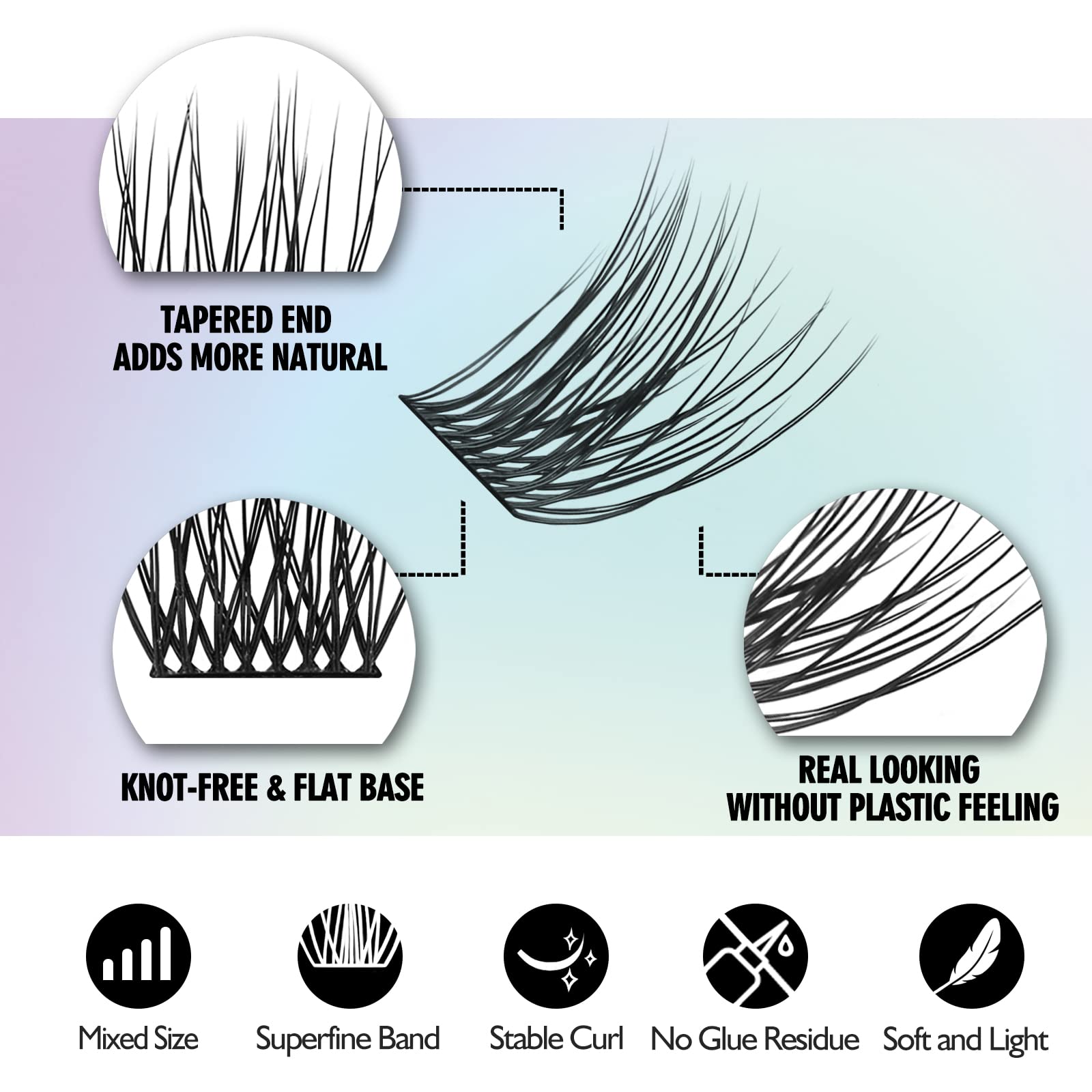 WONSIS Lash Clusters, False Eyelashes Individual for DIY Lash Extension, 48 Clusters Mix Length Individual Lashes, Natural Look Reusable Cluster Lashes for Home Eyelash Extensions (Volume)