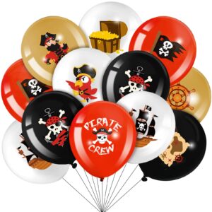 45 pcs pirate party balloons latex pirate balloons set round pirate balloons caribbean pirate skull pirate ship balloons for pirate theme parties birthday party decorations halloween party supplies