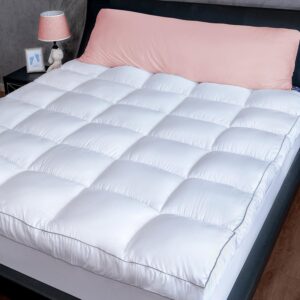 marine moon twin xl mattress topper, cooling plush bed topper soft thick pillow top mattress toppers, 3 inch feather down alternative pad cover for college dorm, back pain relief, xl twin 39" x 80"