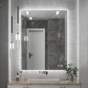 tokeshimi led mirror for bathroom 28 x 36 inch anti fog 3900lm backlit bathroom mirrors for wall with light,vanity mirror with memory function, stepless dimmable 6000k (horizontal/vertical)