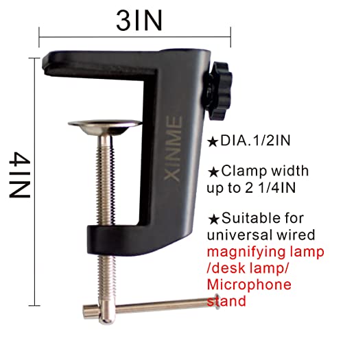 Desk lamp Clamp: 2PACK 1/2 Enlarge Hole Replacement C Clamp for Desk Light,Magnifying Glass with Light,Table Mic Stand,Mic Arm Desk Mount,Swing Arm Phone Holder,for Home Office Work Task (BLACK)