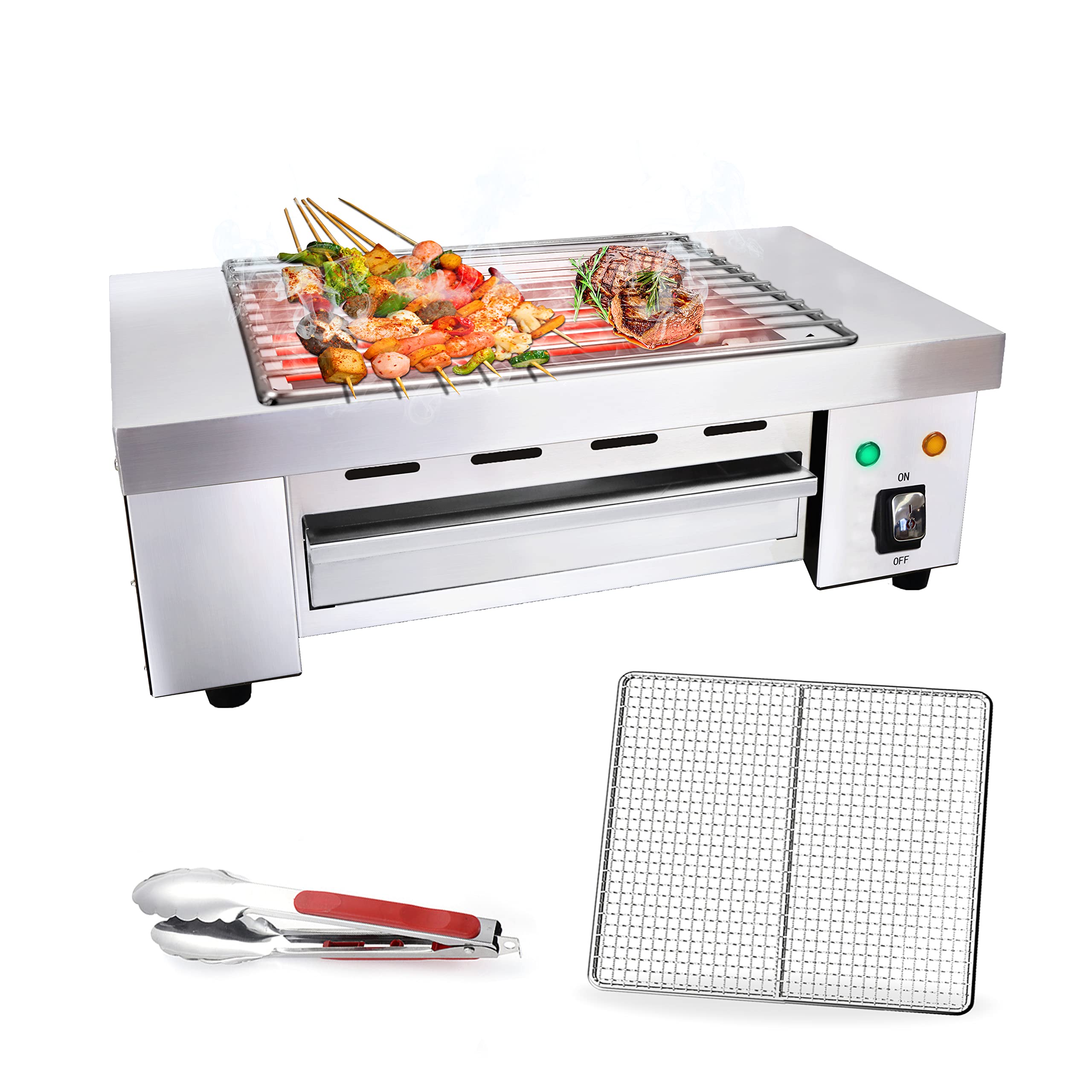 Indoor Barbecue Electric Grill, Indoor Smokeless Grill indoor Yakitori grill hibachi Grill Commercial and Family use Griddle Korean BBQ Grill, Suit for Cafe Restaurant Party Buffet 120V,1800W