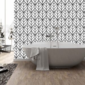 Black and White Peel and Stick Contact Paper Self Adhesive Umbrella Shape Wallpaper Removable Vinyl Film Decorative Shelf Drawer Liner Sticker 17.7 inch x 118 inch (Black and White, 17.7 x 118 inch)