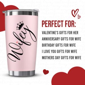 ZAGKOO Mothers Day Gifts for Wife from Husband - Wife Mothers Day Gifts, Wife Birthday Gift Ideas, Anniversary Wedding Romantic I Love You Presents for Wifey, Fiance, Her - To My Wife Pink Tumbler Cup