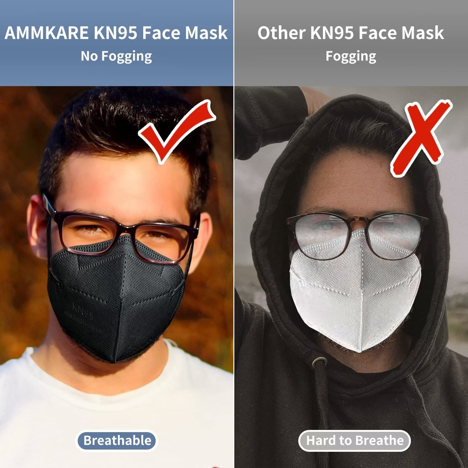 KN95 Face Masks 50 PCS for Adults 5-Ply Breathable and Comfortable Filter Safety Mask with Elastic Ear Loops and Nose Bridge Clip for Women Men Multi-pattern