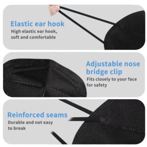 KN95 Face Masks 50 PCS for Adults 5-Ply Breathable and Comfortable Filter Safety Mask with Elastic Ear Loops and Nose Bridge Clip for Women Men Multi-pattern