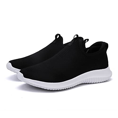 NIYAOSM Men's Casual Outdoor Sports Running Shoes Work Dress Shoes Indoor Women's Shoes Non Slip Durable Couple Shoe Black and White Size 6