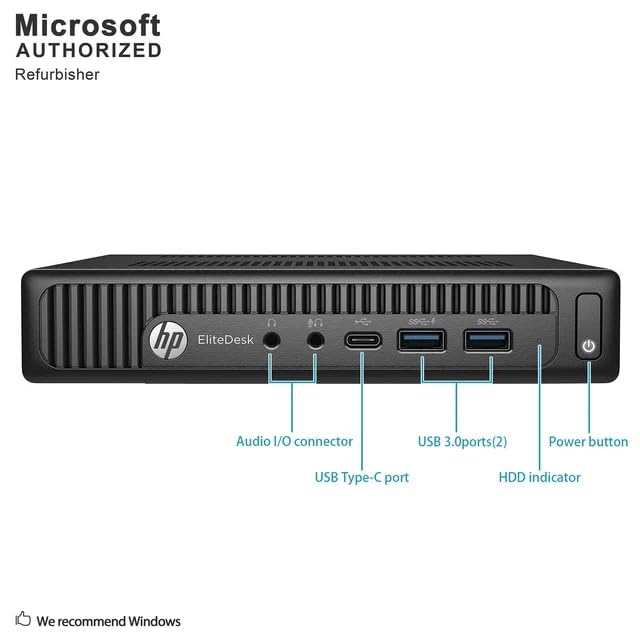 HP EliteDesk 800 G2 Mini Desktop PC Intel Core i5-6500T (3.20-3.40Ghz) 256GB SSD 16GB RAM WiFi + BT Dual DisplayPort + VGA, Win 10 PRO (Renewed)