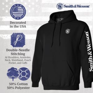 Smith & Wesson Men’s Hooded Sweatshirt, Official Hoodie, Large, Black