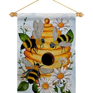 Ornament Collection My Bee Garden Flag Set Wood Dowel Friends Butterfly Ladybugs Dragonfly Springtime Insect Natural Wildlife House Decoration Banner Small Yard Gift Double-Sided, Made in USA