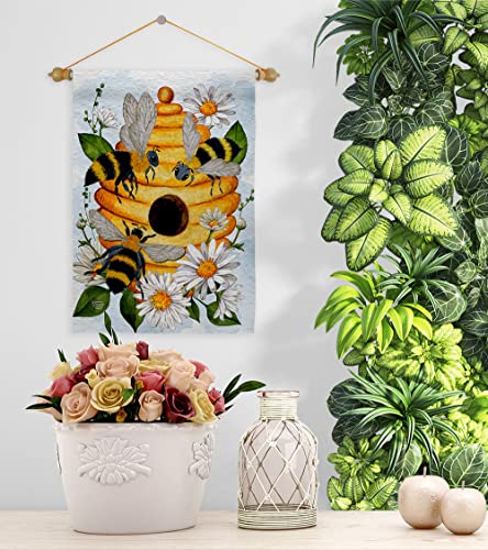 Ornament Collection My Bee Garden Flag Set Wood Dowel Friends Butterfly Ladybugs Dragonfly Springtime Insect Natural Wildlife House Decoration Banner Small Yard Gift Double-Sided, Made in USA