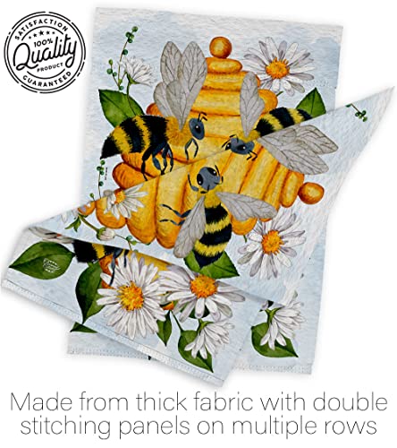 Ornament Collection My Bee Garden Flag Set Wood Dowel Friends Butterfly Ladybugs Dragonfly Springtime Insect Natural Wildlife House Decoration Banner Small Yard Gift Double-Sided, Made in USA