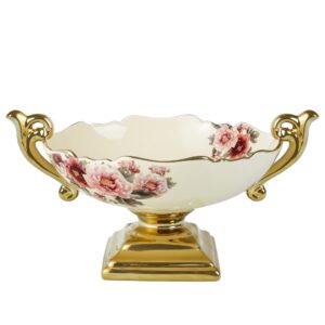 fanquare wavy fruit bowl with gold holder, floral fruit tray, snack stand for dining table, room décor