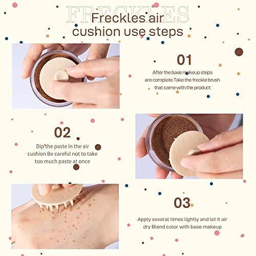 Upgrade Fake Freckles Air Cushion Stamp, Quick Create Realistic Sunkissed Fake Freckles Makeup, Lifelike Waterproof Long Lasting Soft Dot Spot Faux Freckle Pen Makeup Tattoo (Reddish Brown)