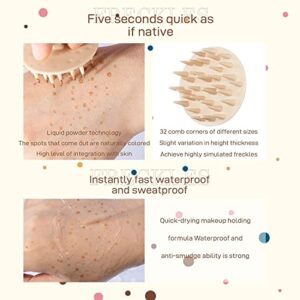 Upgrade Fake Freckles Air Cushion Stamp, Quick Create Realistic Sunkissed Fake Freckles Makeup, Lifelike Waterproof Long Lasting Soft Dot Spot Faux Freckle Pen Makeup Tattoo (Reddish Brown)