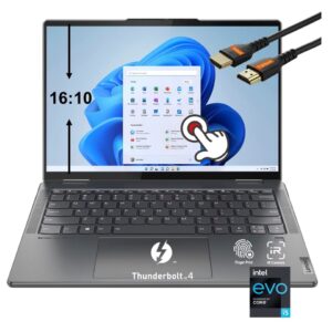 lenovo portable yoga 7i touch 2-in-1 business laptop - intel evo, 14" 2.2k 16:10 ips intel core i5-1235u, blue - 100% rgb - win 11, wifi 6, thunderbolt 4, w/hdmi cable (8gb ram | 512gb pcie ssd)