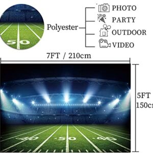 Qian Football Stadium Backdrop for Photography 7x5ft Auditorium Light Football Field Photo Background Children Birthday Party Decoration Kids Baby Shower Banner
