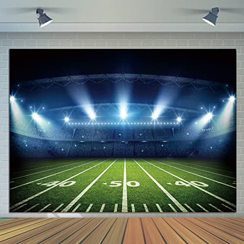 Qian Football Stadium Backdrop for Photography 7x5ft Auditorium Light Football Field Photo Background Children Birthday Party Decoration Kids Baby Shower Banner