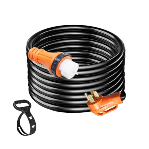 DMC-FPPS 75Ft Generator Extension Cord 40 Amp STW 6/3 + 8/1 Generator Cord 125V / 250V UL Listed Generator Power Cord N14-50P & SS2-50R & CS6364 Twist Lock Connectors for RV Camper and Generator to Ho