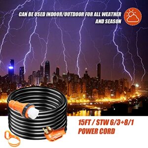 DMC-FPPS 75Ft Generator Extension Cord 40 Amp STW 6/3 + 8/1 Generator Cord 125V / 250V UL Listed Generator Power Cord N14-50P & SS2-50R & CS6364 Twist Lock Connectors for RV Camper and Generator to Ho