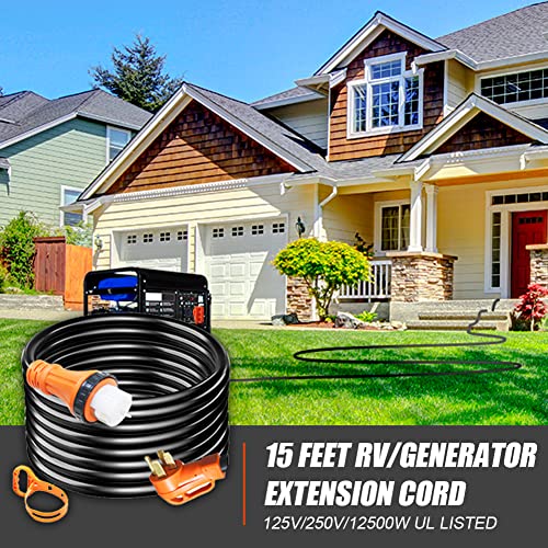 DMC-FPPS 75Ft Generator Extension Cord 40 Amp STW 6/3 + 8/1 Generator Cord 125V / 250V UL Listed Generator Power Cord N14-50P & SS2-50R & CS6364 Twist Lock Connectors for RV Camper and Generator to Ho