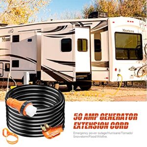 DMC-FPPS 75Ft Generator Extension Cord 40 Amp STW 6/3 + 8/1 Generator Cord 125V / 250V UL Listed Generator Power Cord N14-50P & SS2-50R & CS6364 Twist Lock Connectors for RV Camper and Generator to Ho