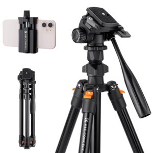 k&f concept camera tripod, 70" for camera cellphone photograghy video recording, with outdoor travel bag, cellphone holder and quick release plate, holds up to 3kg/6.6lb load