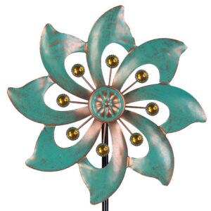 vewogarden garden decor wind spinners, small waterproof metal pinwheels wind spinner for yard and garden 37 * 10inches (single blade)