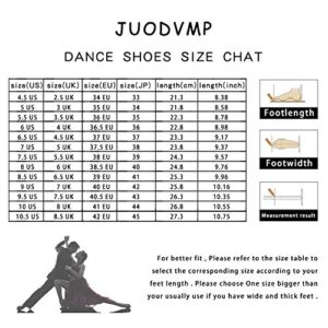 JUODVMP Women Latin Dance Shoes Black Satin Ballroom Performance Salsa Tango Practice Dance Shoes 3inch High Heel Model WX217,7 US