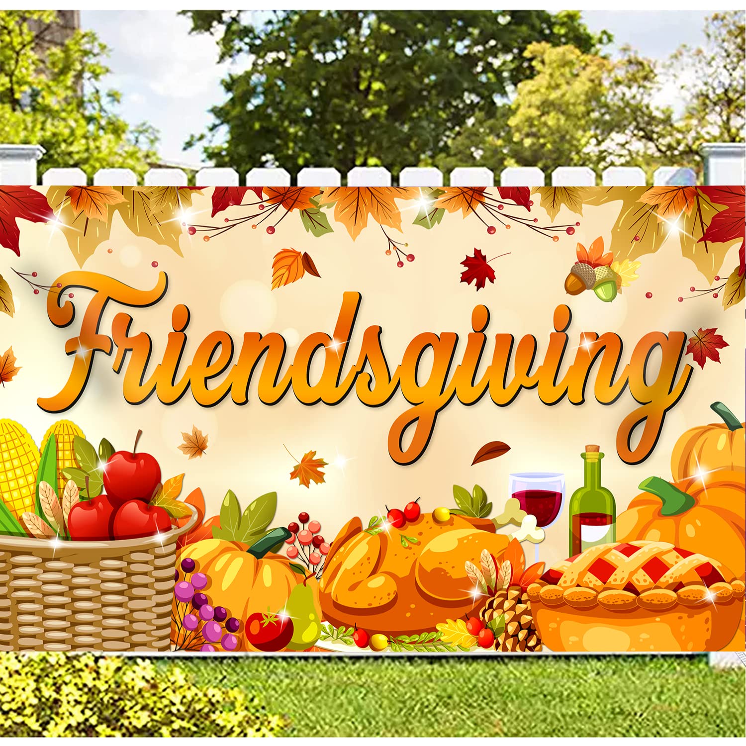 Large 71" X 43" Friendsgiving Backdrop, Friendsgiving Party Decorations, Friendsgiving Banner for Thanksgiving Decorations, Friendsgiving Photo Backdrop for Friendsgiving Decorations tineit