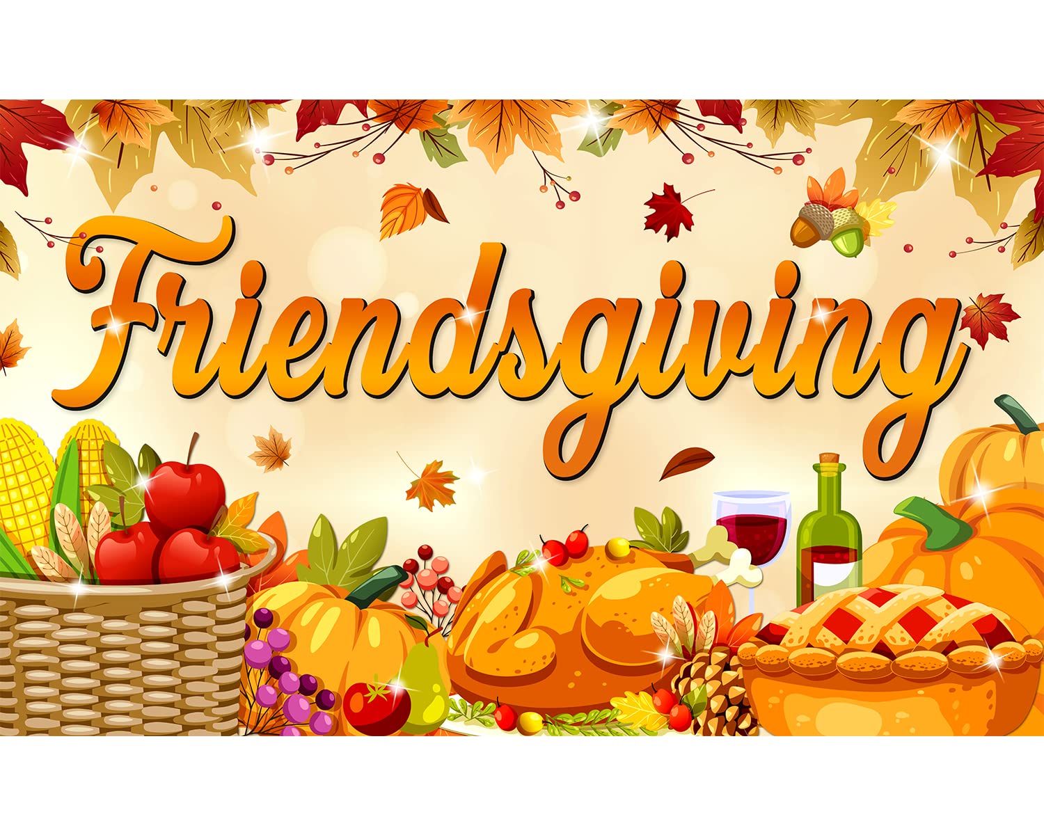 Large 71" X 43" Friendsgiving Backdrop, Friendsgiving Party Decorations, Friendsgiving Banner for Thanksgiving Decorations, Friendsgiving Photo Backdrop for Friendsgiving Decorations tineit