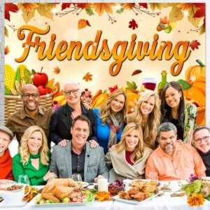 Large 71" X 43" Friendsgiving Backdrop, Friendsgiving Party Decorations, Friendsgiving Banner for Thanksgiving Decorations, Friendsgiving Photo Backdrop for Friendsgiving Decorations tineit