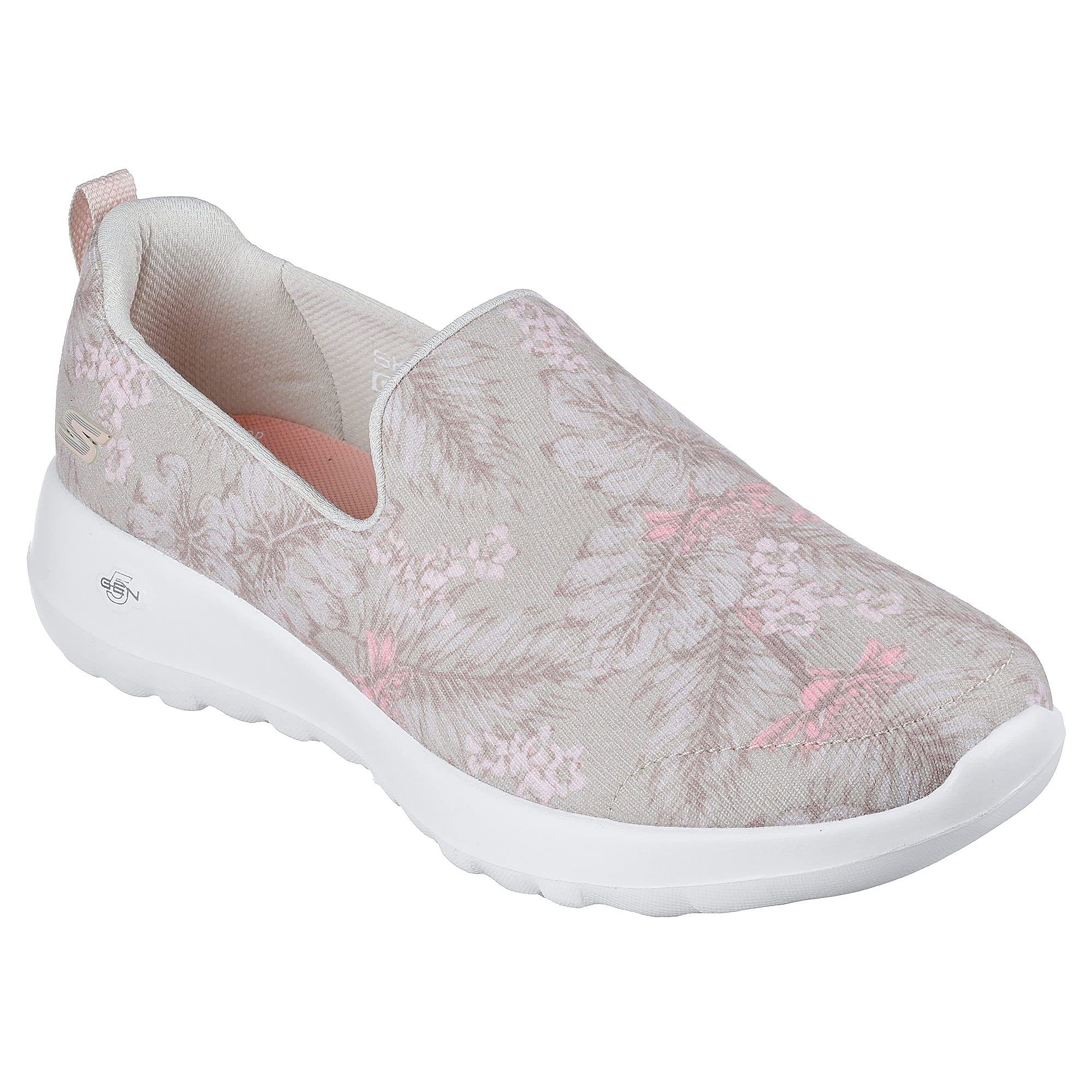 Skechers Women's GO Walk Joy Hawaiian Sunset Slip-on Shoes, Taupe Floral, 8.5