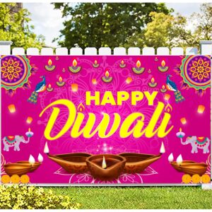 large 71" x 43" happy diwali backdrop, happy diwali decorations diwali backdrops for wall, happy diwali banner india festival of lights, diwali decorations backdrop deepavali decorations